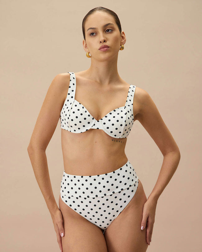 Polka dot high waisted bikini bottom on sale