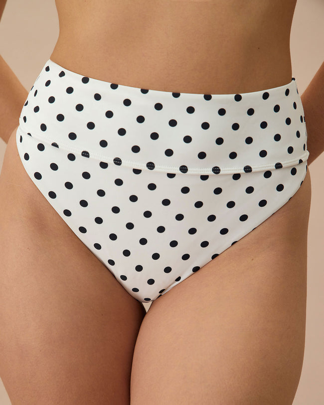 The White Polka Dot High Waist Bikini Bottom Reviews White Bikinis RIHOAS