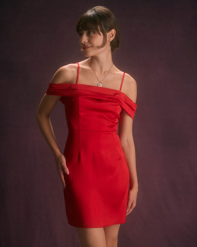 PAULA pleated silk dress - Red