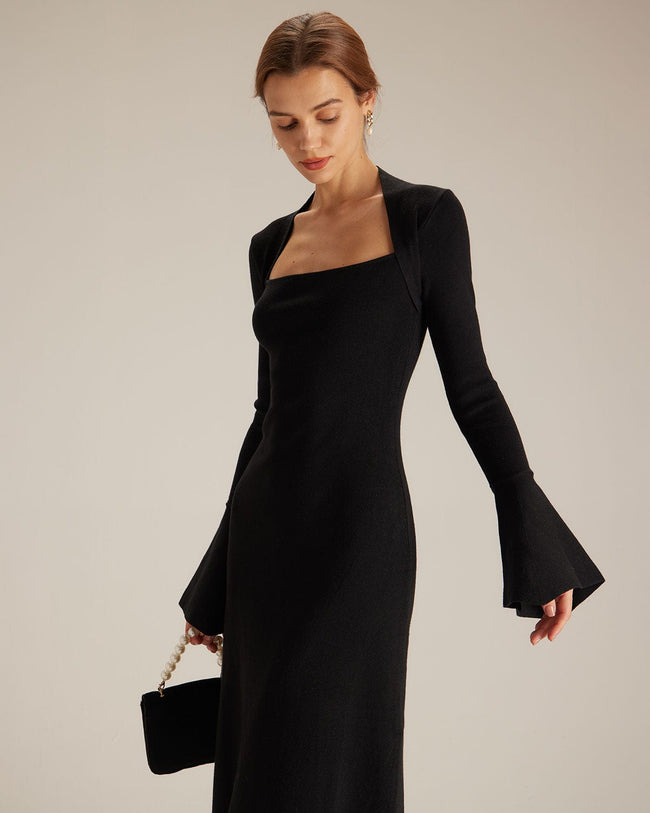 Flirty Little Black Dress - Bodycon Dress - Square Neck Dress - Lulus