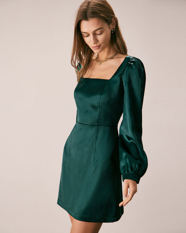 New-design 1pc Square Neck Puff Sleeve Dress Without Belt (Size : XS) : Buy  Online at Best Price in KSA - Souq is now Amazon.sa: Fashion
