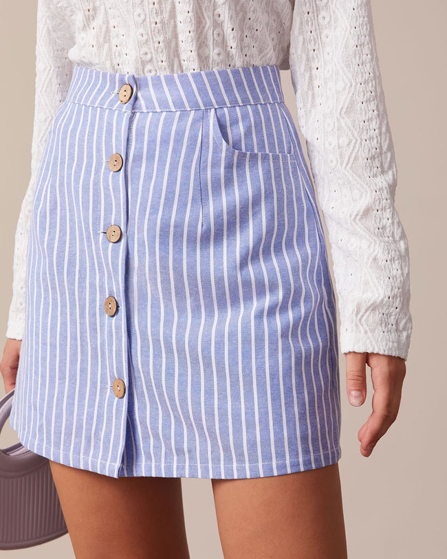 Striped skirt cheap buttons