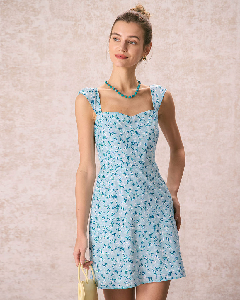 Forever Floral Navy Blue Floral Print Tie-Strap Slit Maxi Dress
