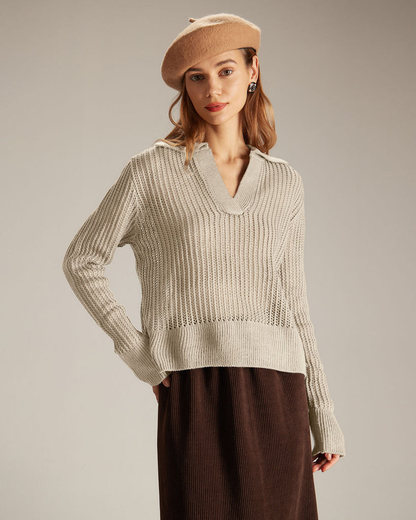 Auri structured knitted sweater - Ochre - MASKA