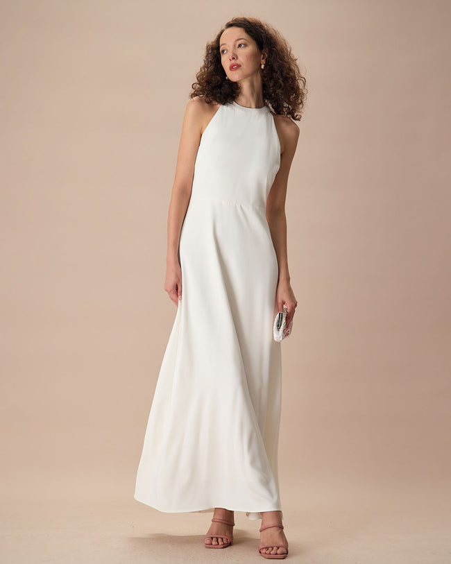 White halter maxi dresses fashion