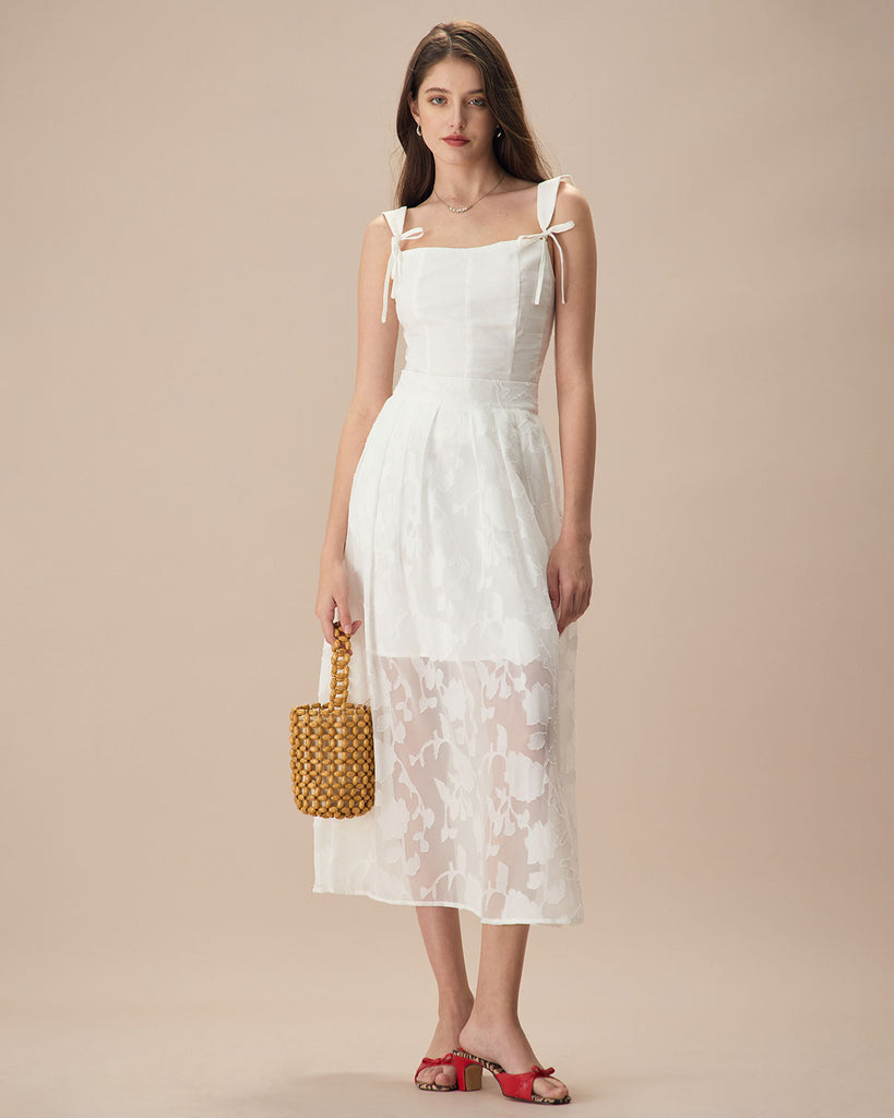 The White Jacquard Mide Skirt Bottoms - RIHOAS