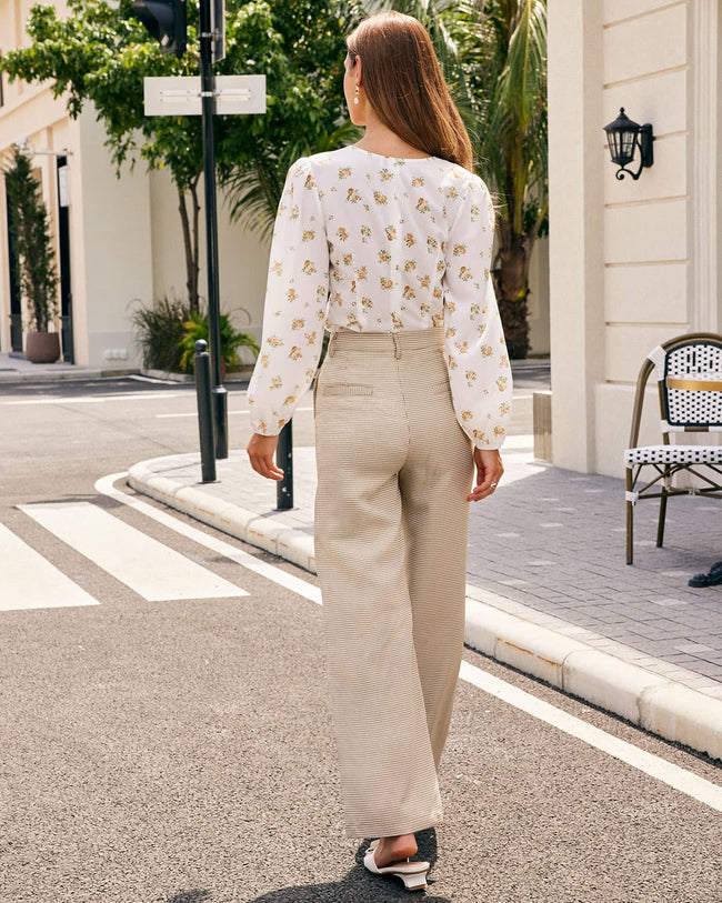 The White V Neck Lace Lantern Sleeve Blouse