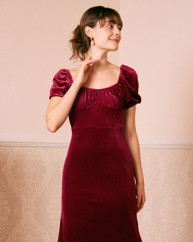 Feeling Flawless Wine Red Velvet V-Neck Maxi Dress