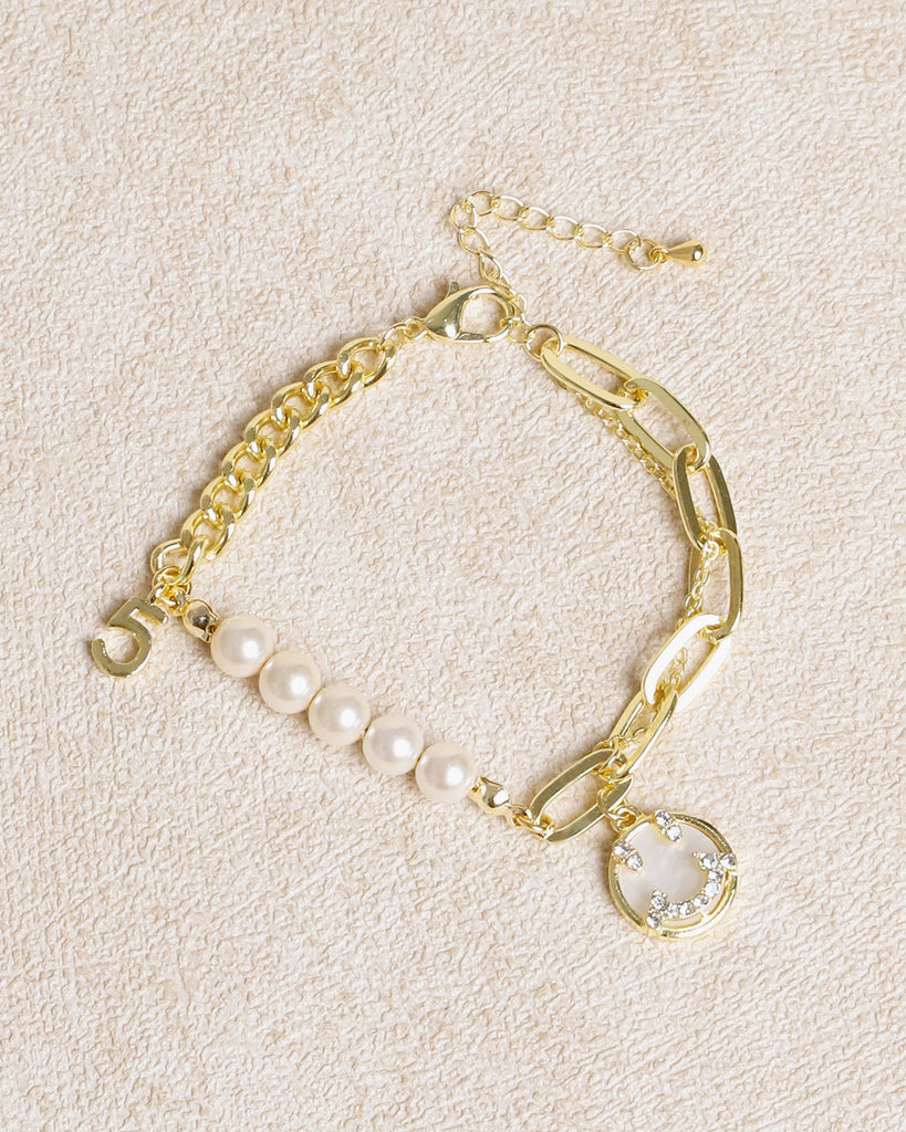 Gold Alloy Pearl Bracelet