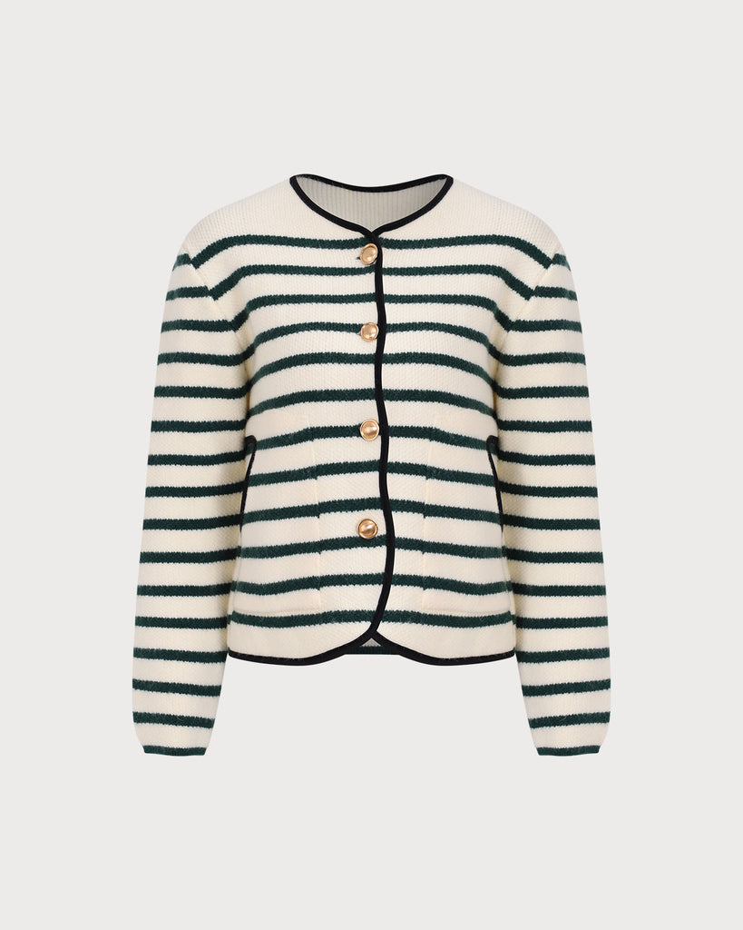 Women's Single-Breasted Striped Cardigan