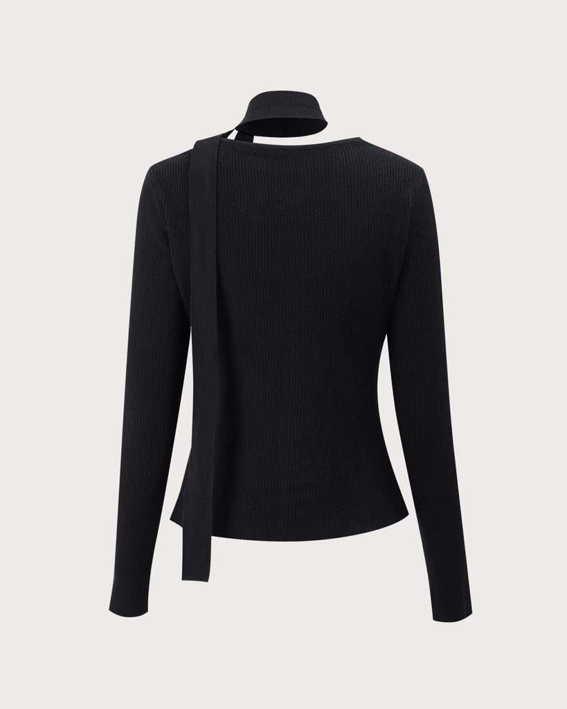 Women's Black Ribbed Knit Slim Cardigan