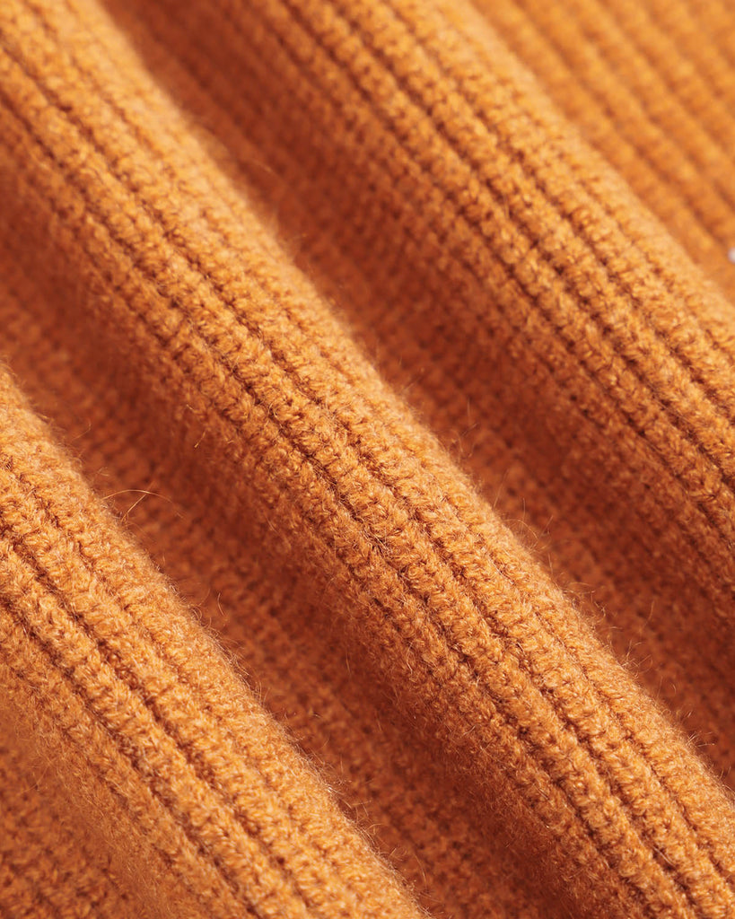 Women's Caramel Mock Neck Ribbed Sweater