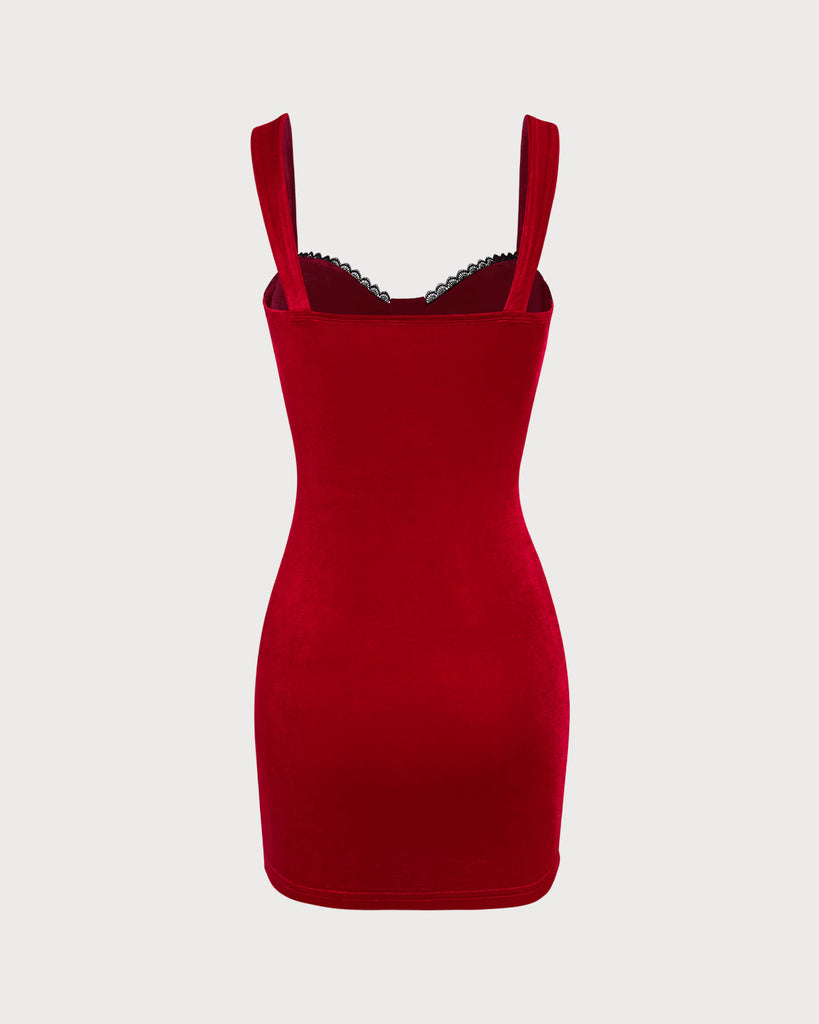 Women's Red Velvet Bodycon Mini Dress