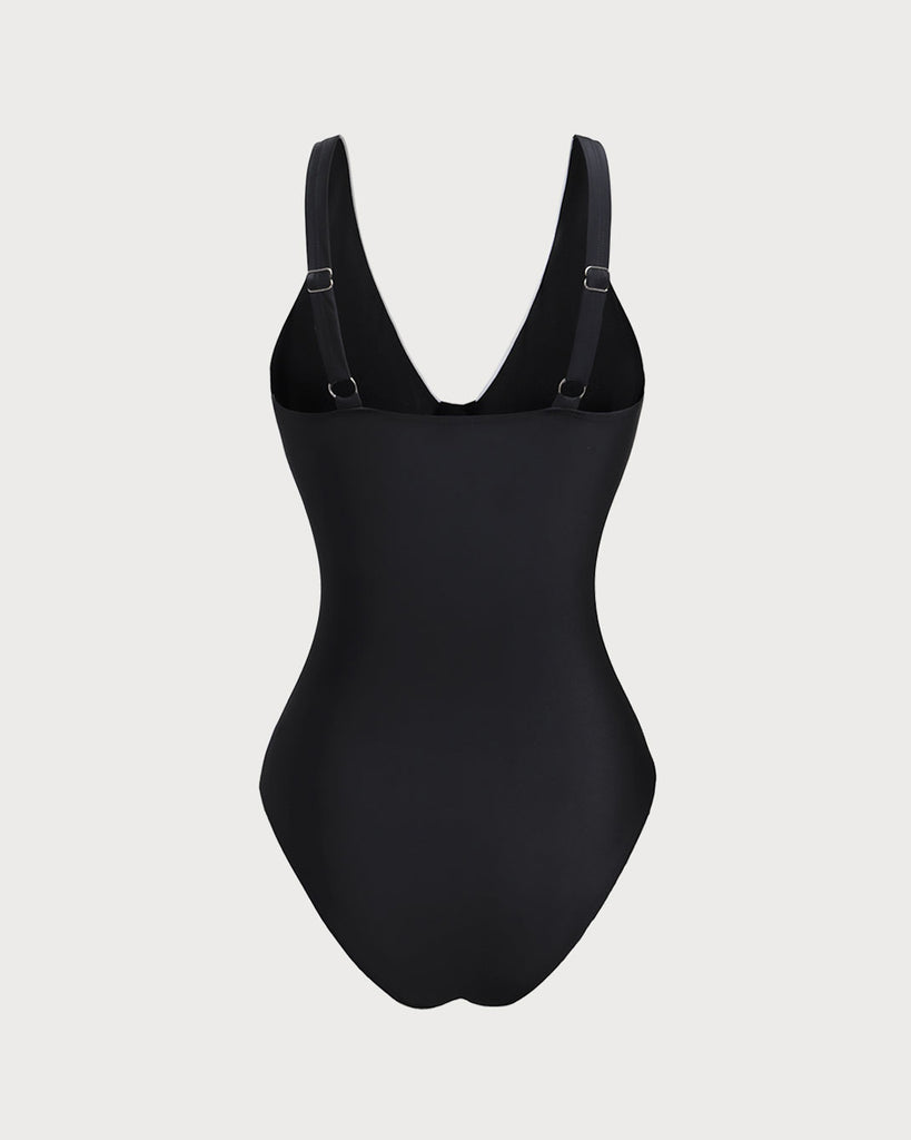 Black Contrast One-Pieces Swimsuit