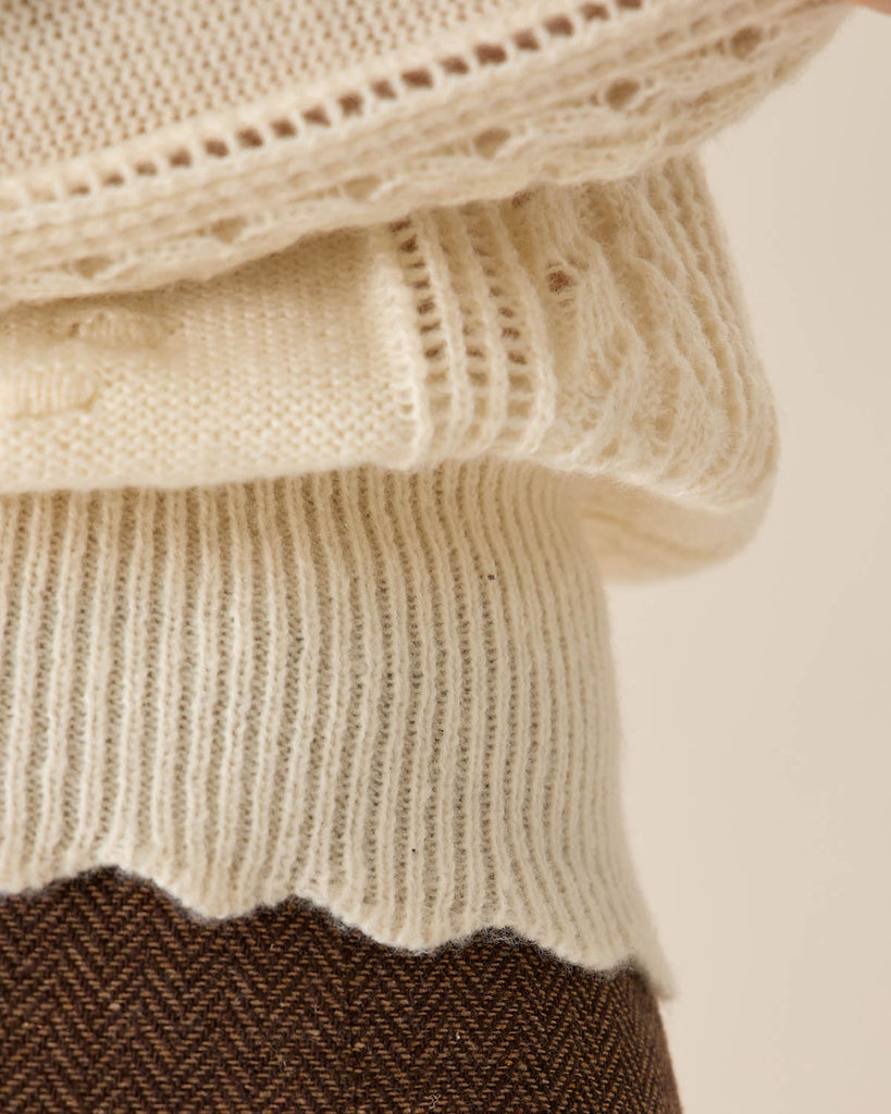 Beige Lantern Sleeve Sweater