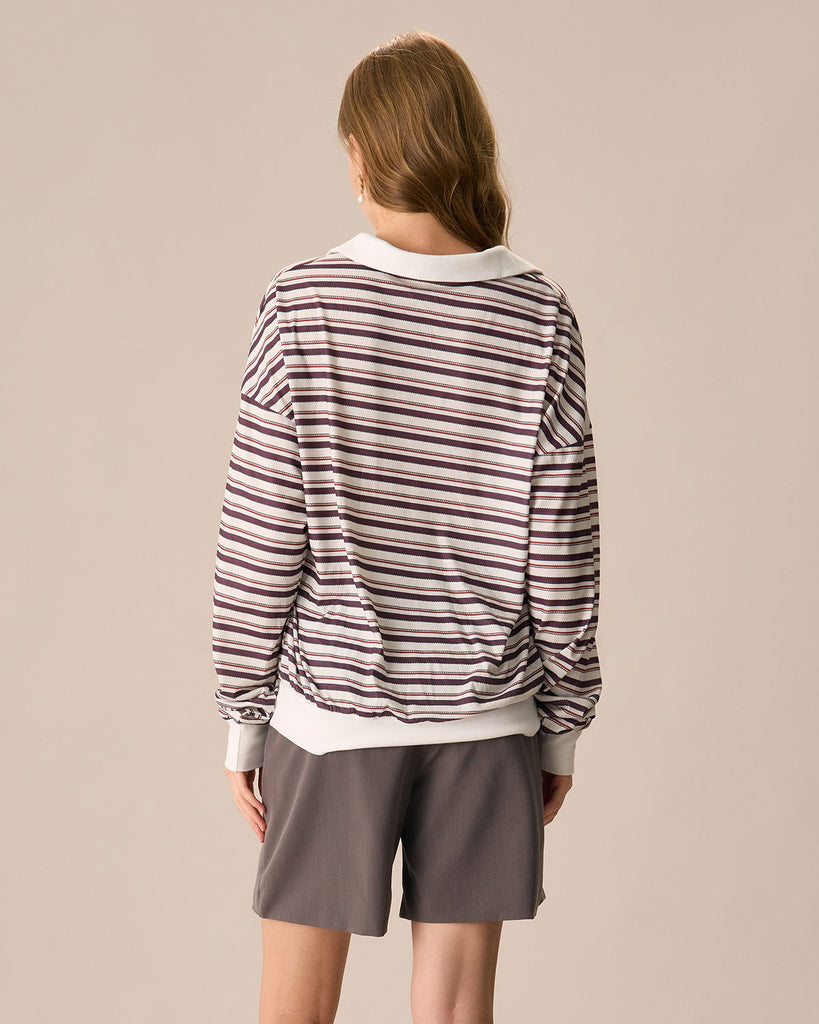 Women's Striped Knitted Sweatshirt