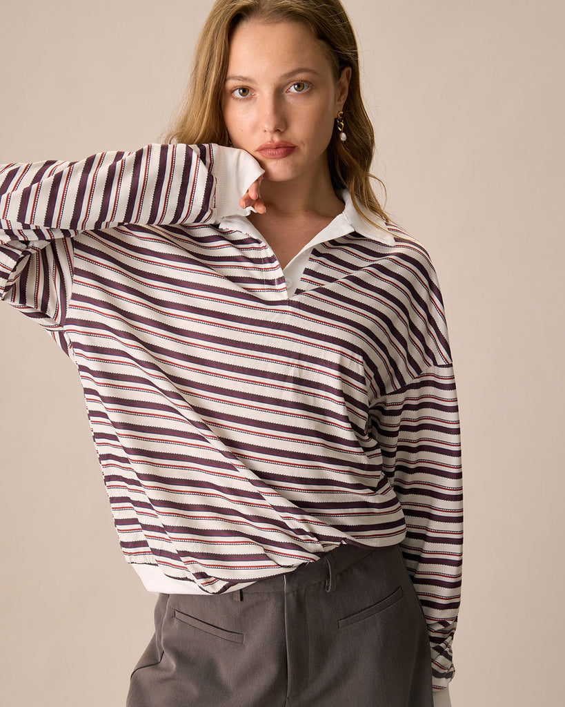 Women's Striped Knitted Sweatshirt