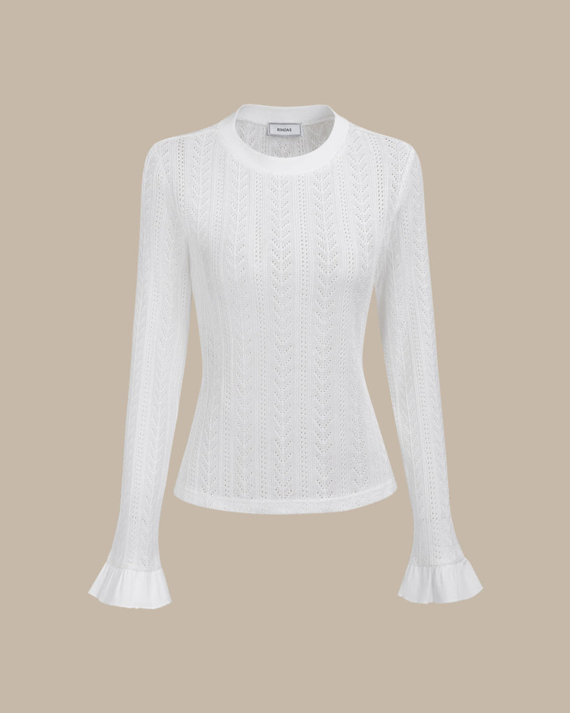 Women's White See-Through Knit Tee