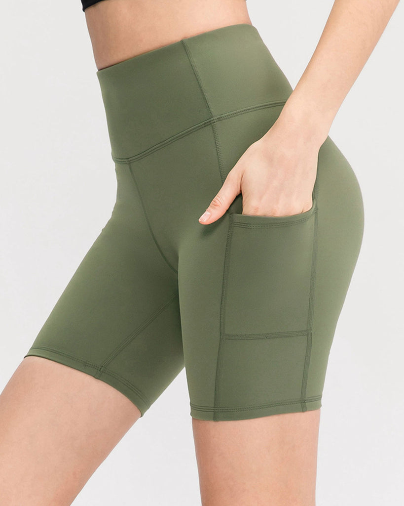 Green High Waisted Quick-drying Yoga Shorts