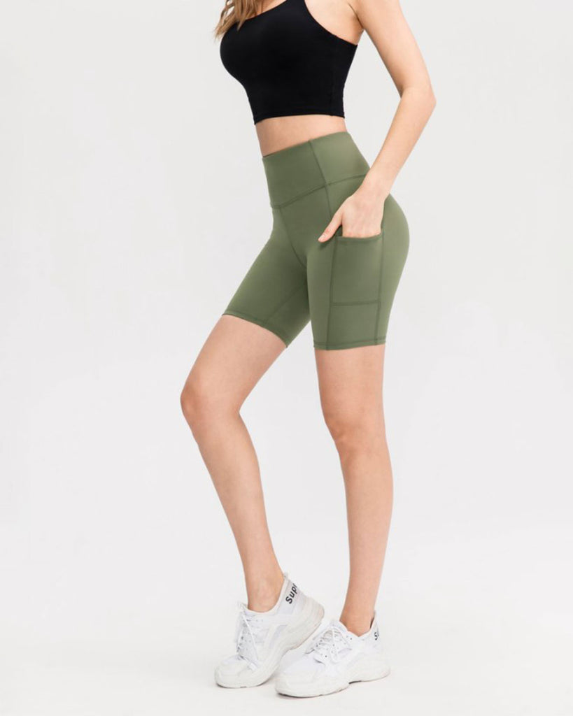 Green High Waisted Quick-drying Yoga Shorts