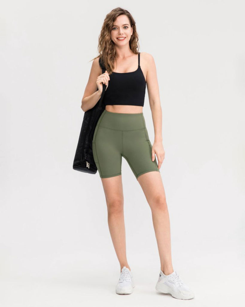 Green High Waisted Quick-drying Yoga Shorts