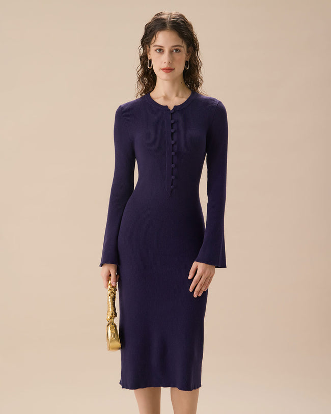 Navy ribbed dress best sale