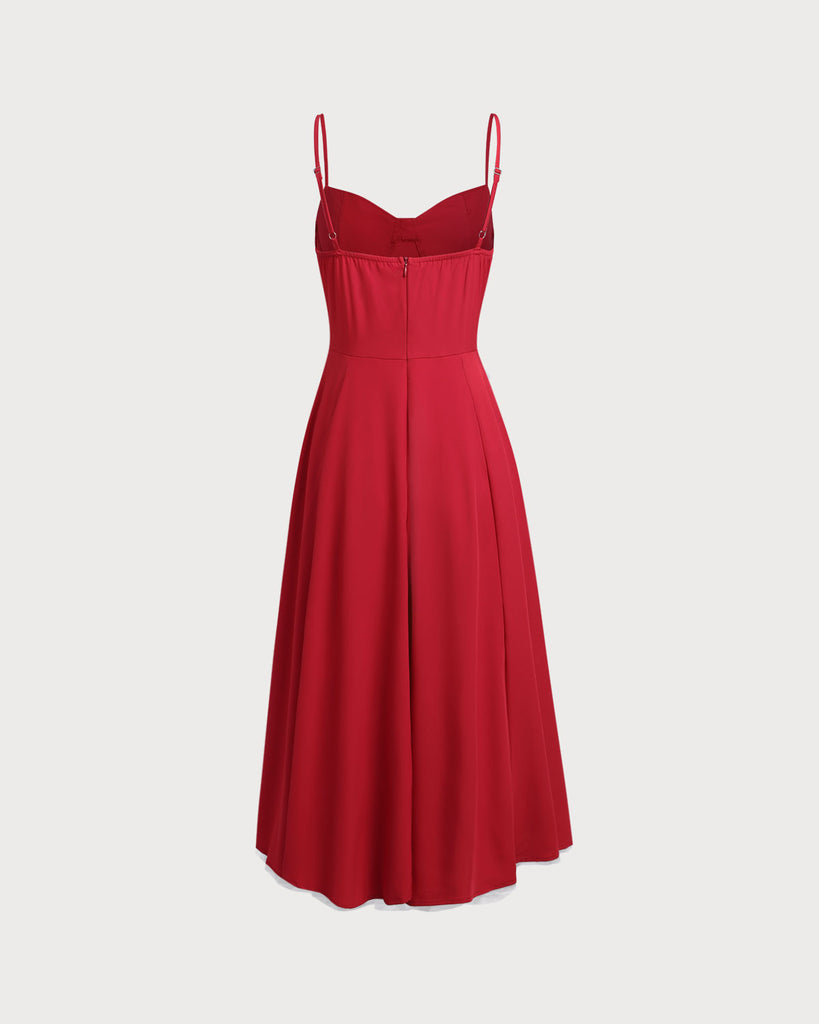 Red Sweetheart Neck Slip Maxi Dress