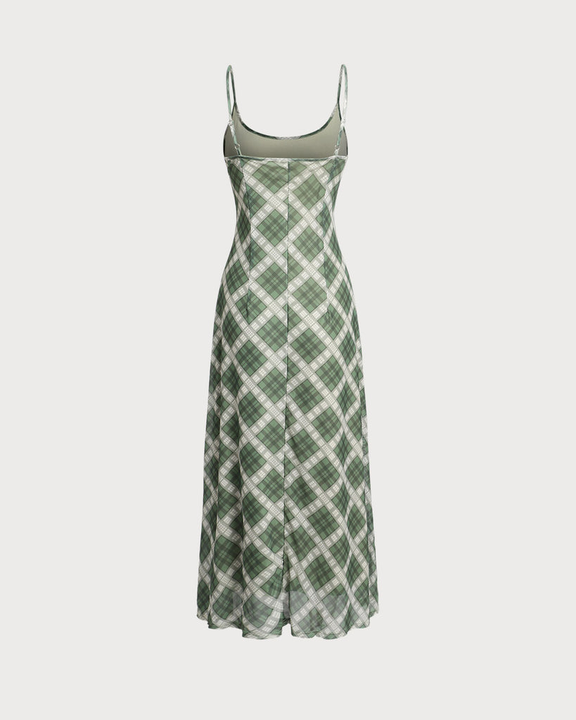 Green Geometric Slip Maxi Dress