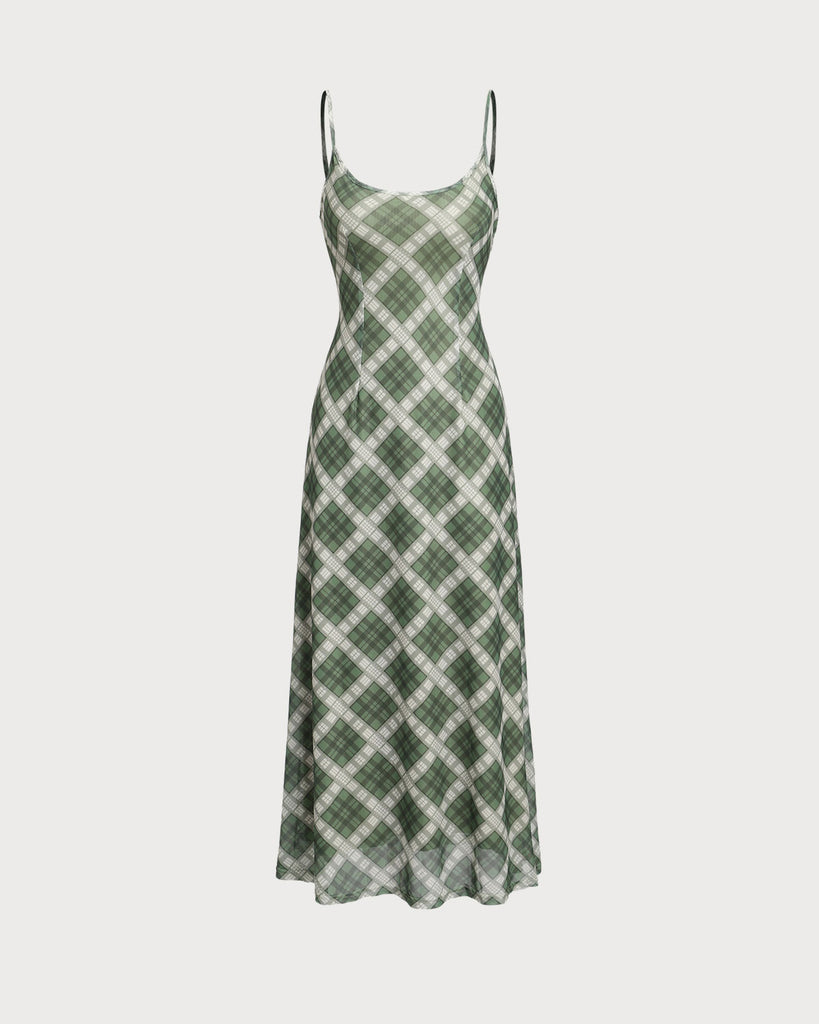 Green Geometric Slip Maxi Dress