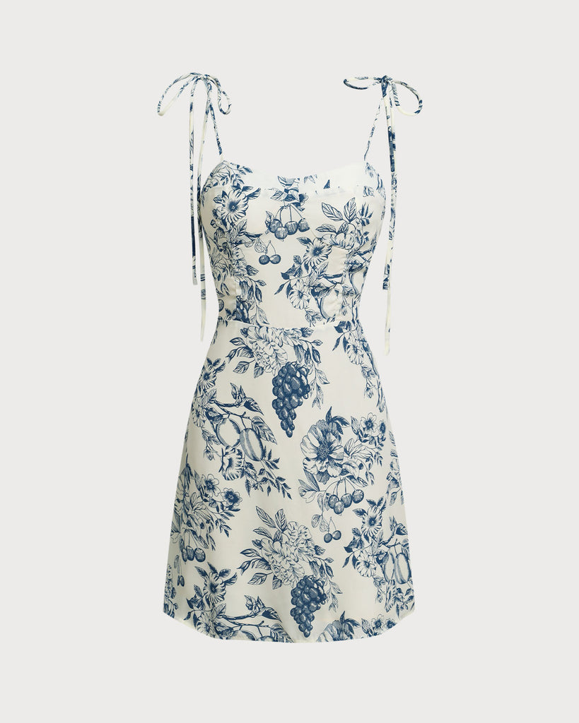 Blue Floral Slip Mini Dress