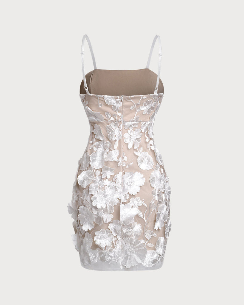 White Floral Bodycon Slip Mini Dress - RIHOAS