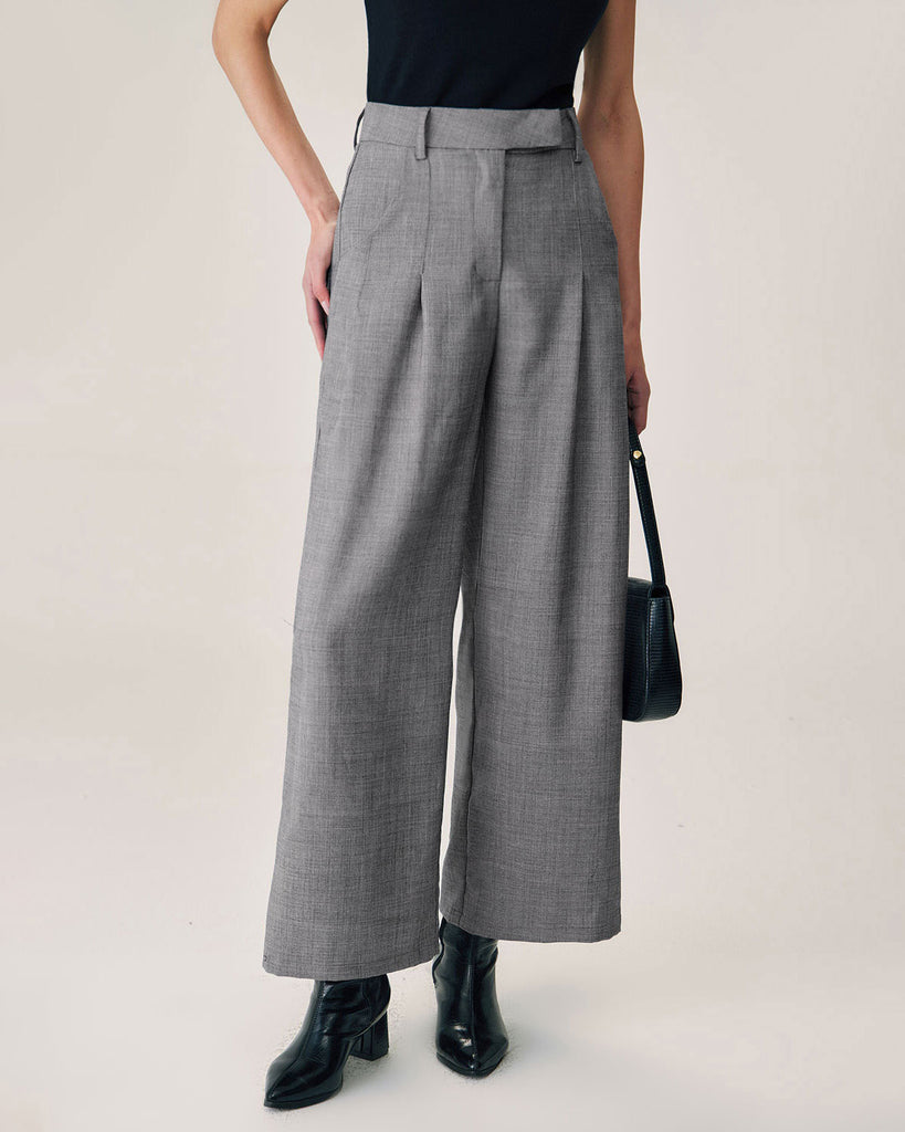 Women Woven Polyester Pants Grey Bottoms - RIHOAS