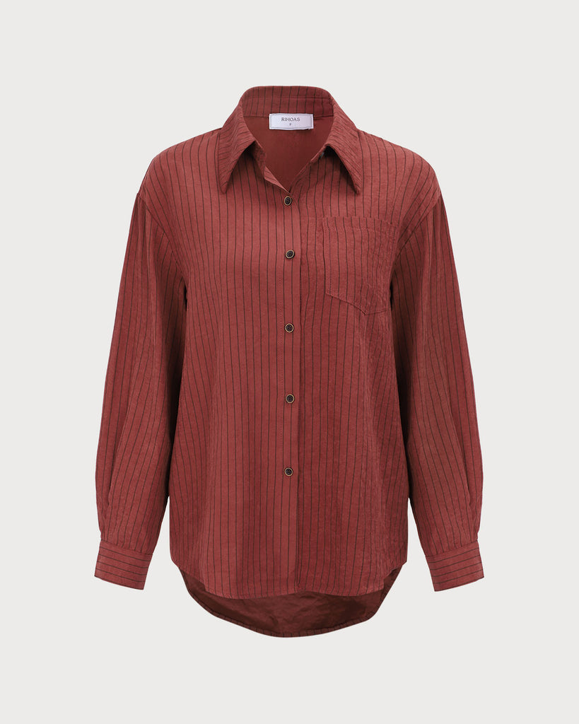 Women's Red Striped Pocket Shirt