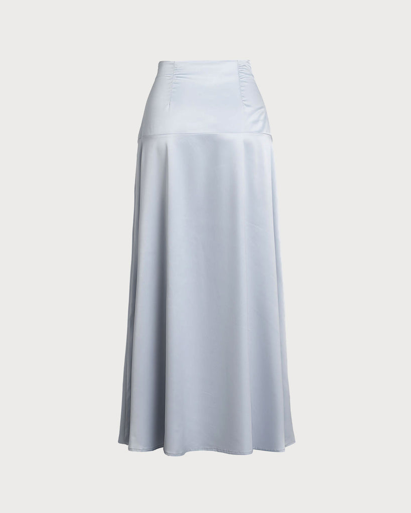 Grey Straight Slit Maxi Skirt - RIHOAS