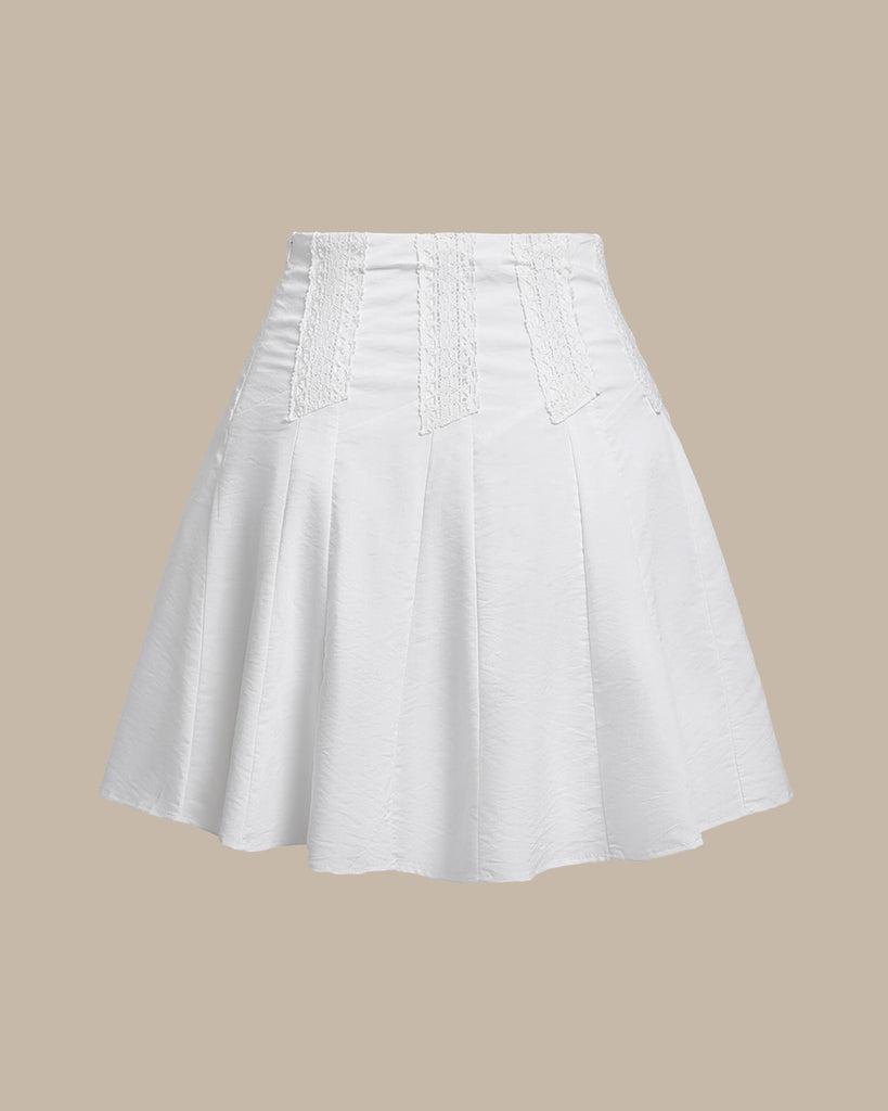 White High Waisted A-Line Mini Skirt