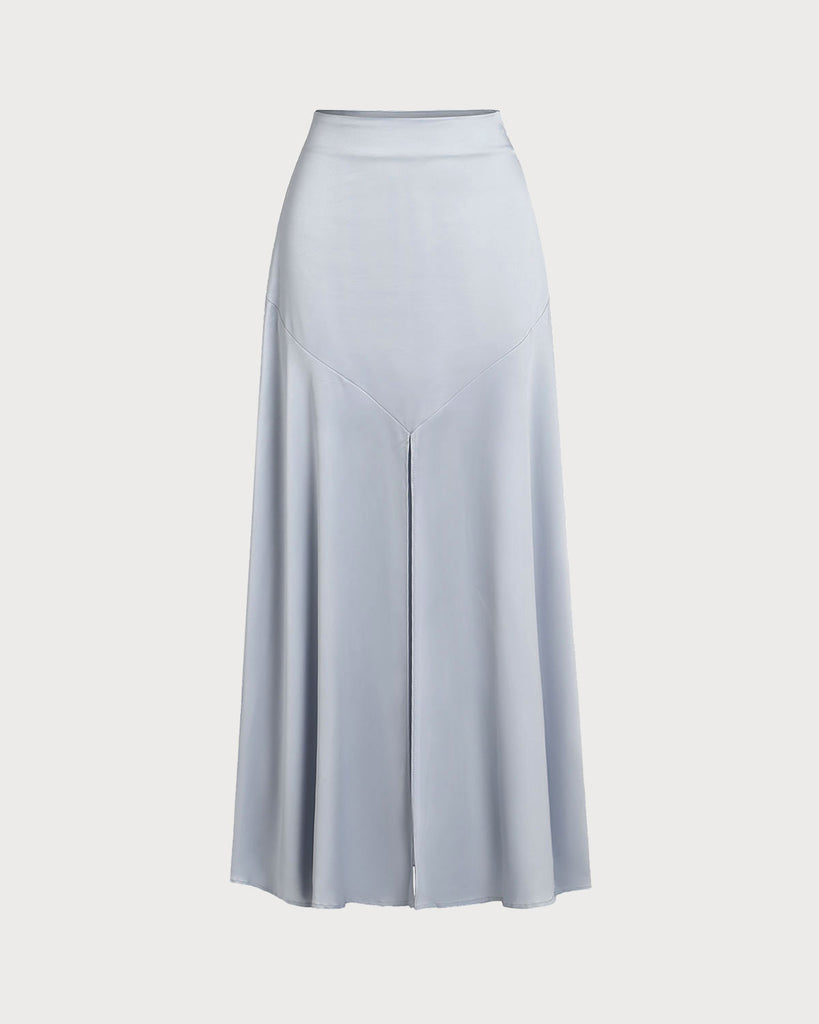 Grey Straight Slit Maxi Skirt - RIHOAS