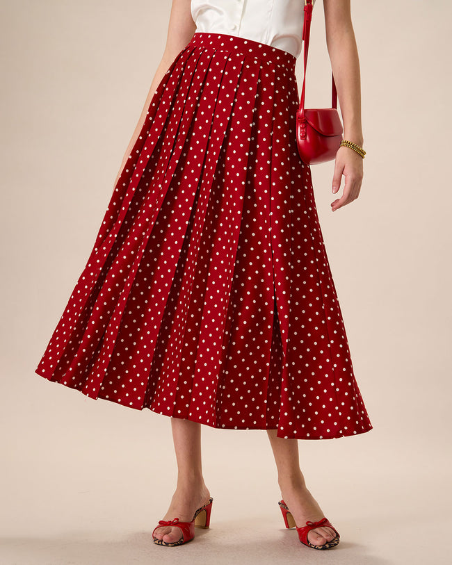 High waisted midi skirt red hotsell