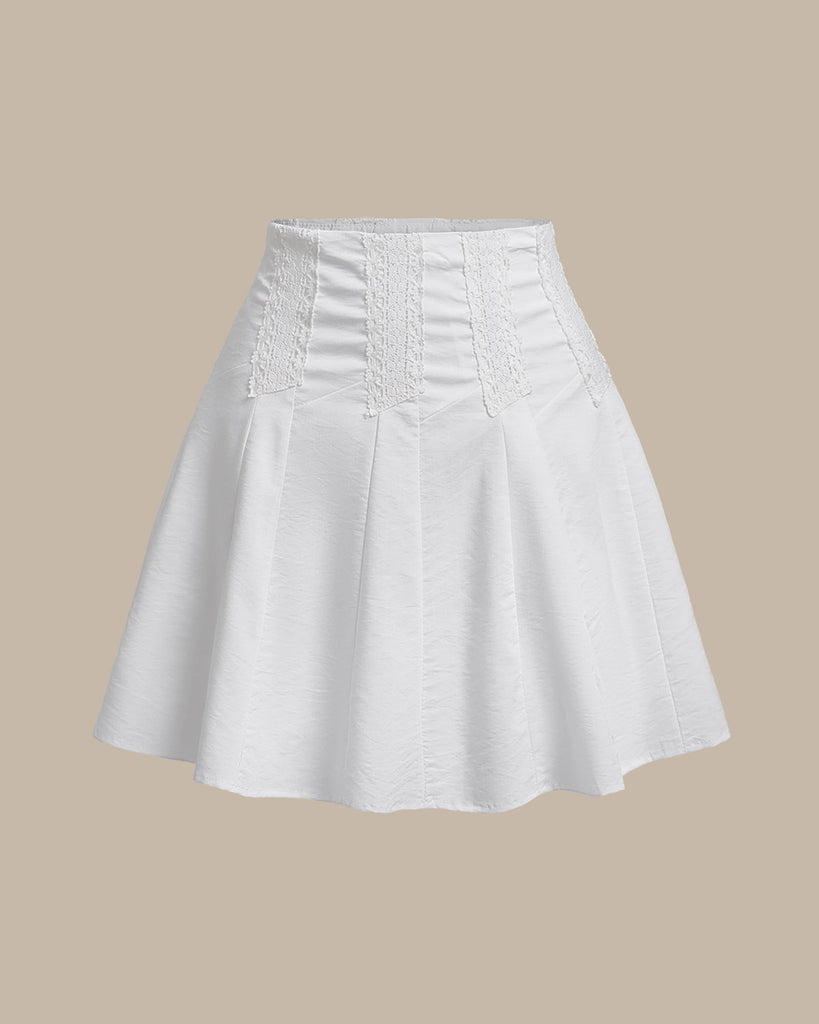 White High Waisted A-Line Mini Skirt