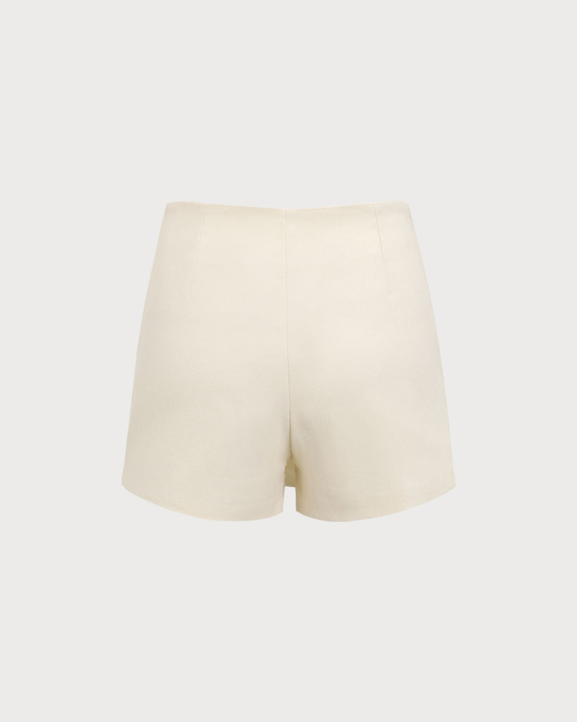 White High-waisted Button Skort