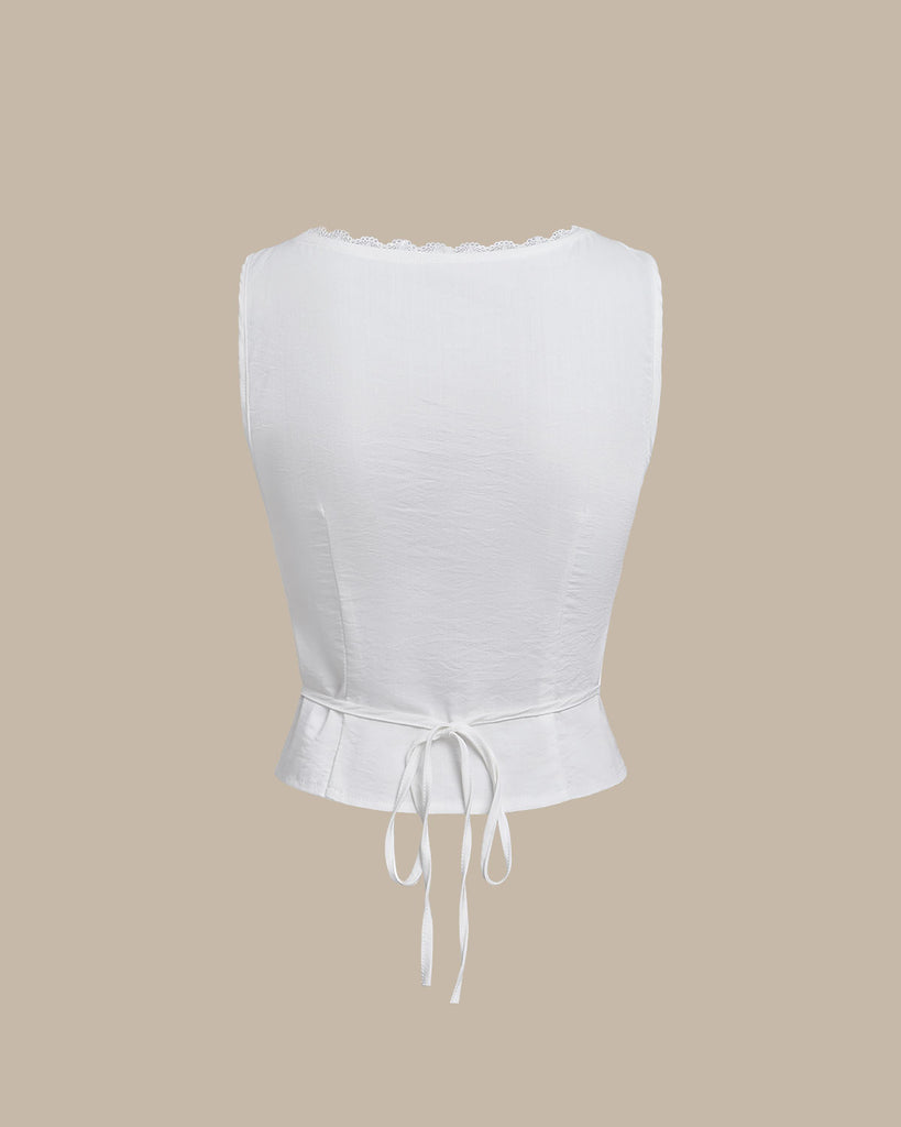 White U Neck Lace Tank