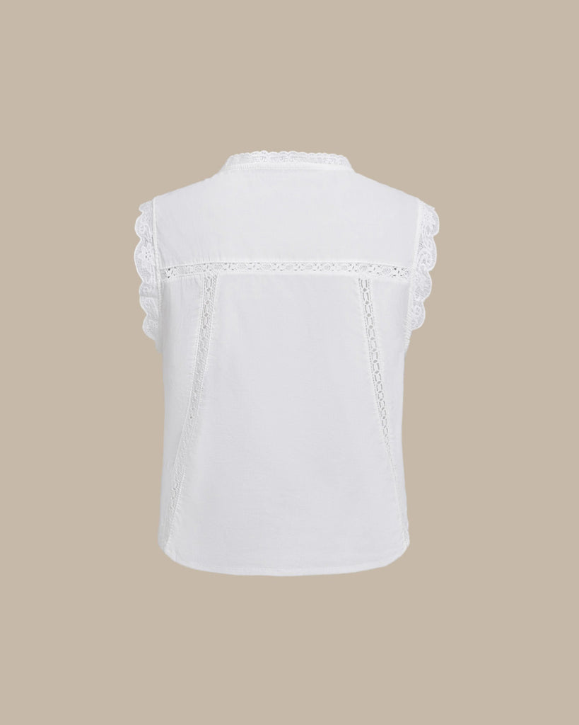 White Crew Neck Drawstring Vest