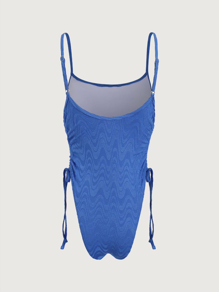 Blue Wave Textured One-Piece Swimsuit