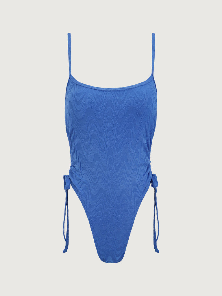 Blue Wave Textured One-Piece Swimsuit