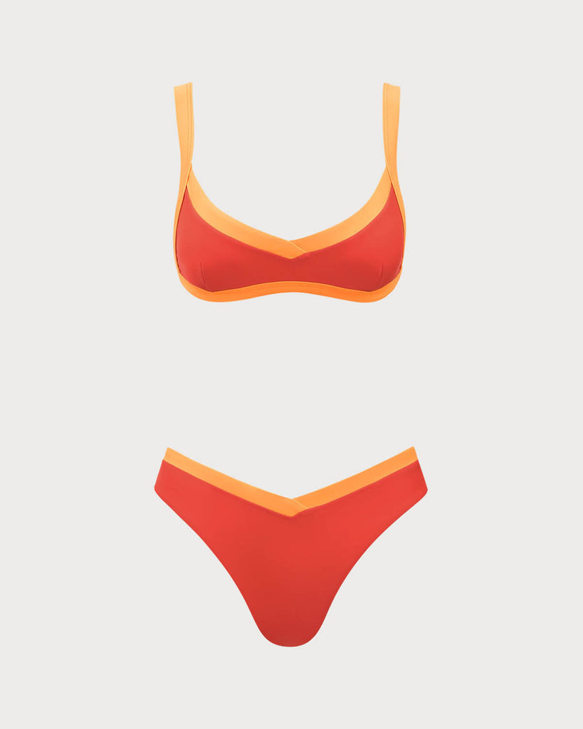 Orange Contrasting Bikini Set