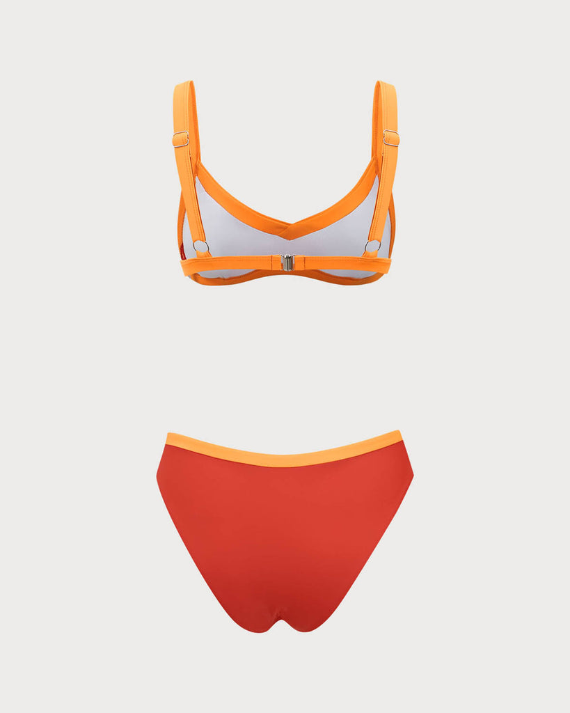 Orange Contrasting Bikini Set