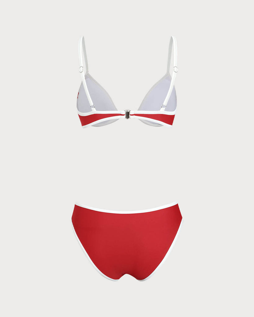 Red Contrasting Underwire Bikini Set