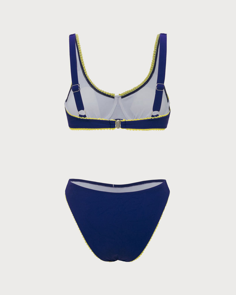 Blue Contrasting Underwire Bikini Set