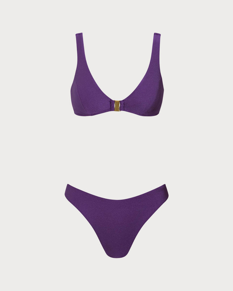 Purple U Neck Bikini Set