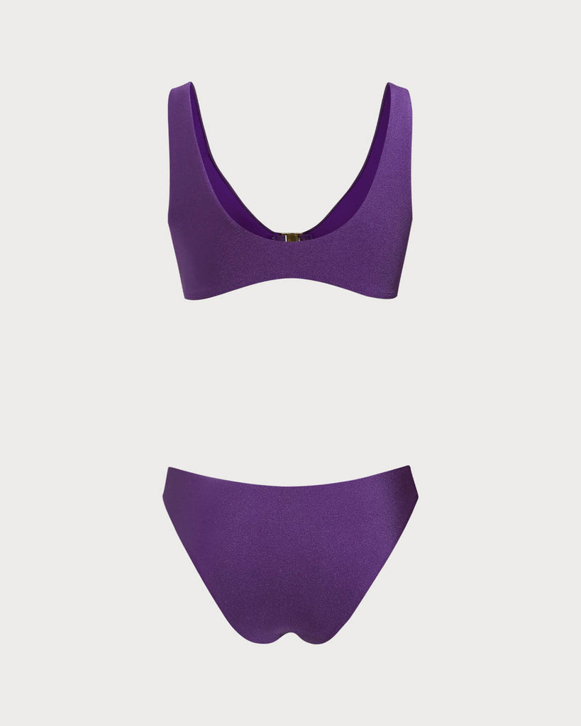 Purple U Neck Bikini Set