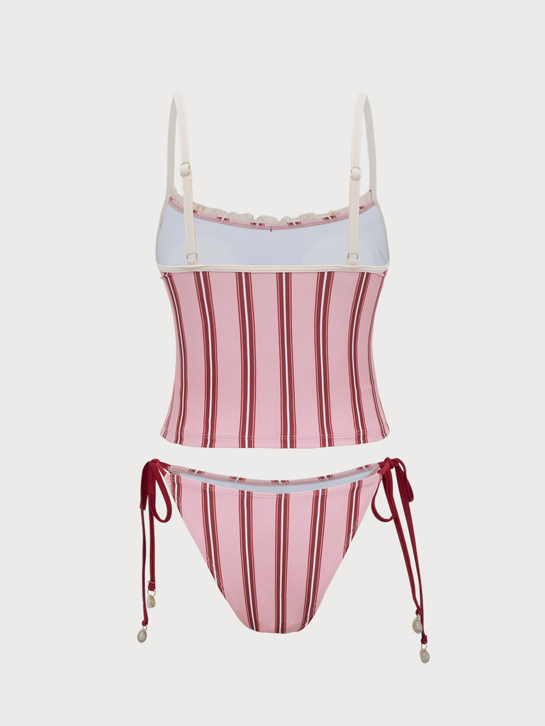 Pink Striped Tankini Swimsuit